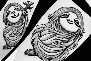 Evil sloth with clouds in background tattoo idea