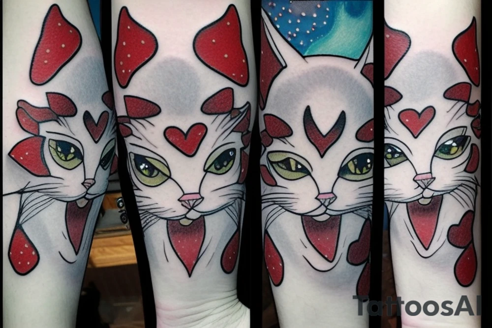 I have 3 female cats, one is white one is gray and one has red hair tattoo idea