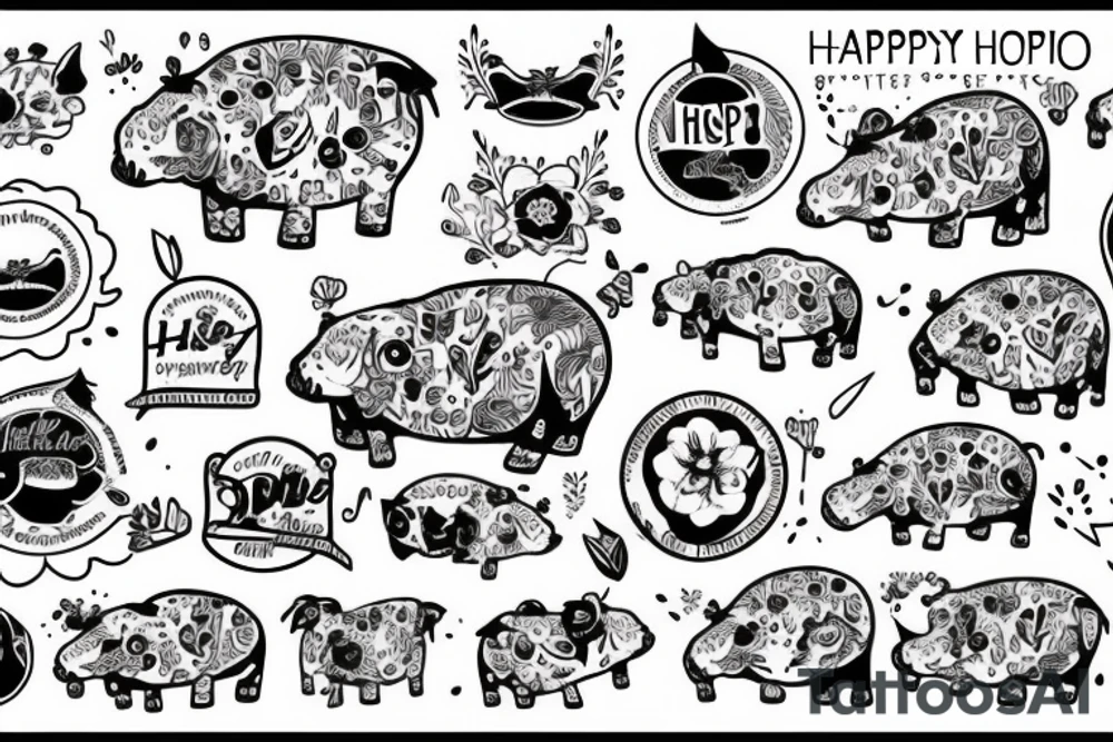 Happy hippo and a lily tattoo idea