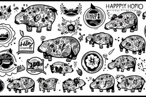 Happy hippo and a lily tattoo idea
