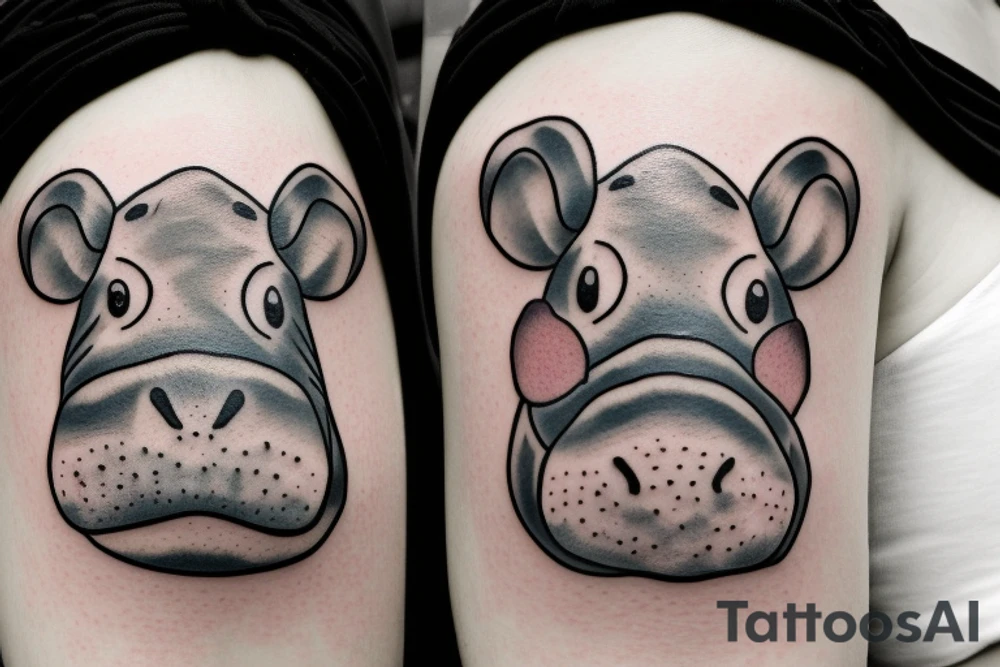 Happy hippo and a lily tattoo idea