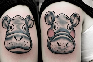 Happy hippo and a lily tattoo idea