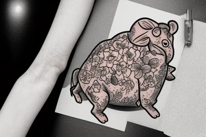Happy hippo and a lily tattoo idea