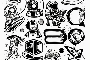 an astronaut in a spaceship creating music tattoo idea