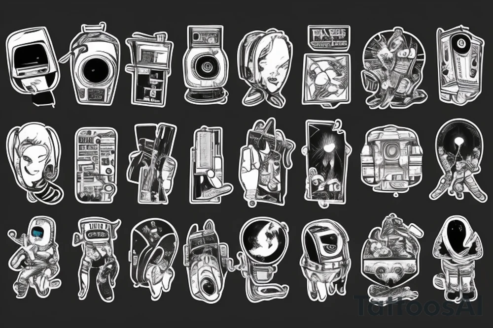 astronaut music producer, epic, hiper real, cinematic tattoo idea