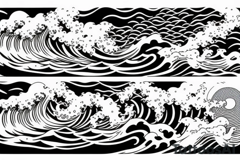 a swimmer doing a stroke riding through an ocean wave tattoo idea