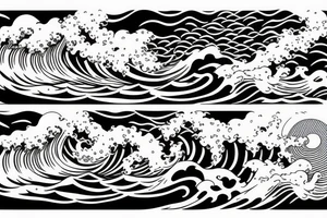 a swimmer doing a stroke riding through an ocean wave tattoo idea