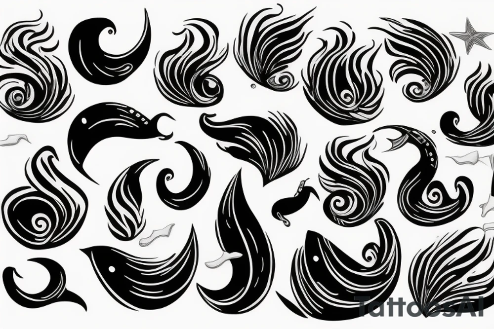 wave sea with an arm swimmer tattoo idea