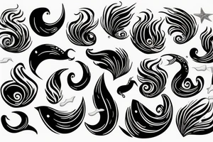 wave sea with an arm swimmer tattoo idea