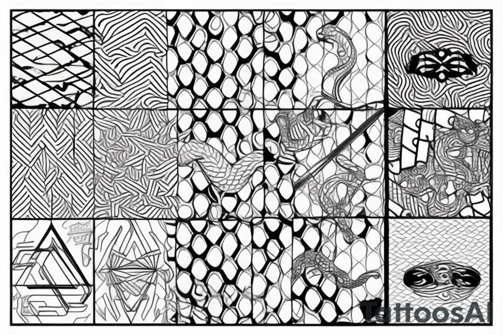geometric pattern with snake coming out of it tattoo idea