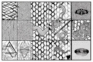geometric pattern with snake coming out of it tattoo idea
