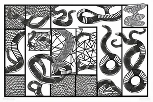 geometric pattern with snake coming out of it tattoo idea