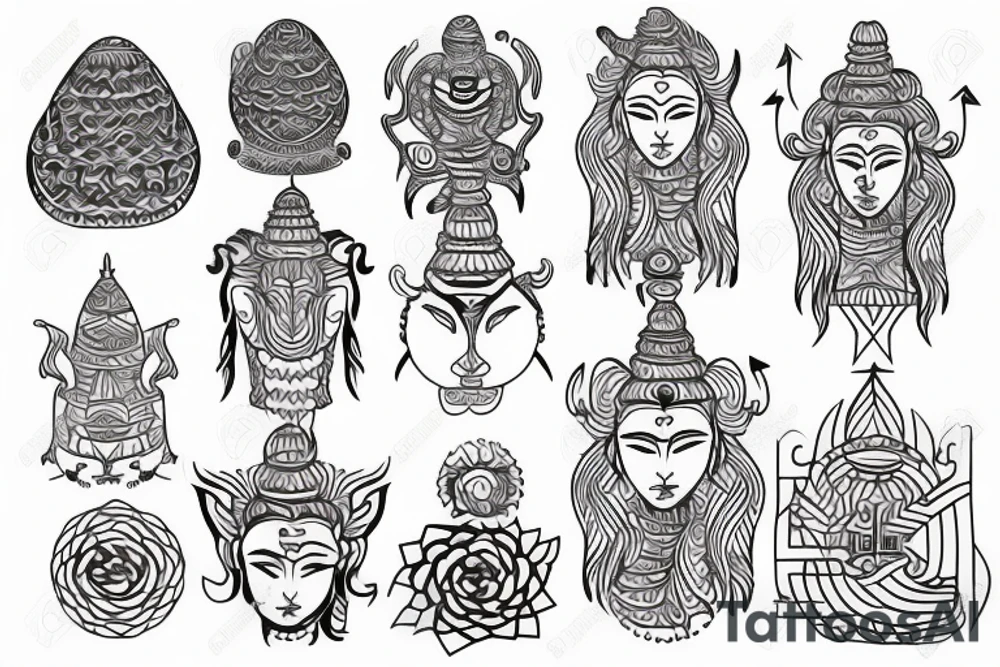geometric pattern around lord shiva tattoo idea