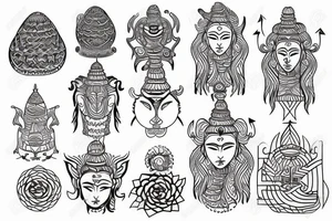 geometric pattern around lord shiva tattoo idea