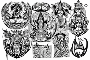 geometric pattern around lord shiva tattoo idea