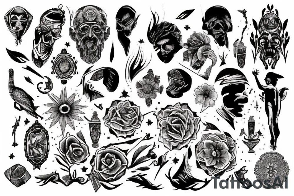 stoicism related tattoo sleeve tattoo idea