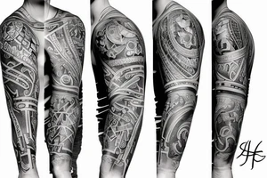 stoicism related tattoo sleeve tattoo idea