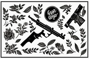 A gun with flowers and leaves tattoo idea