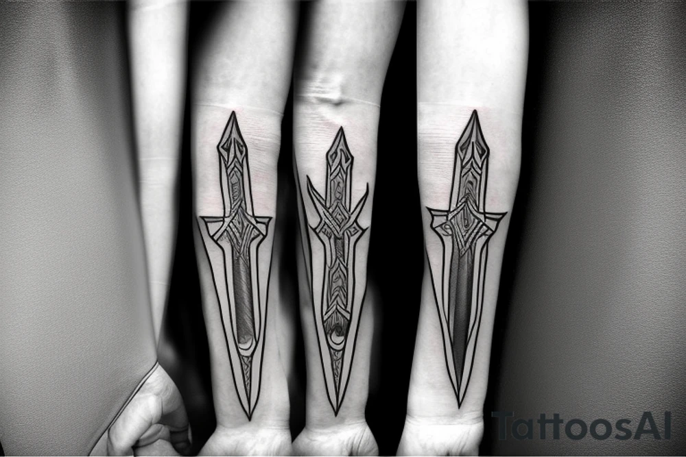 The shards of Aragorn's sword Andúril in a minimalist design with a focus on the linework tattoo idea