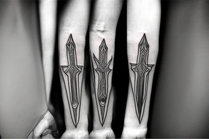 The shards of Aragorn's sword Andúril in a minimalist design with a focus on the linework tattoo idea