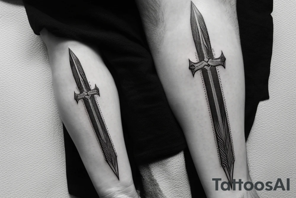 The shards of Aragorn's sword Andúril in a minimalist design with a focus on the linework tattoo idea