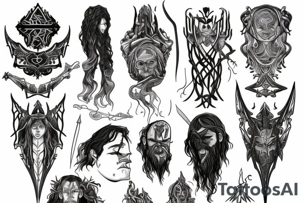 Lord of the Rings fellowship featuring Andúril tattoo idea
