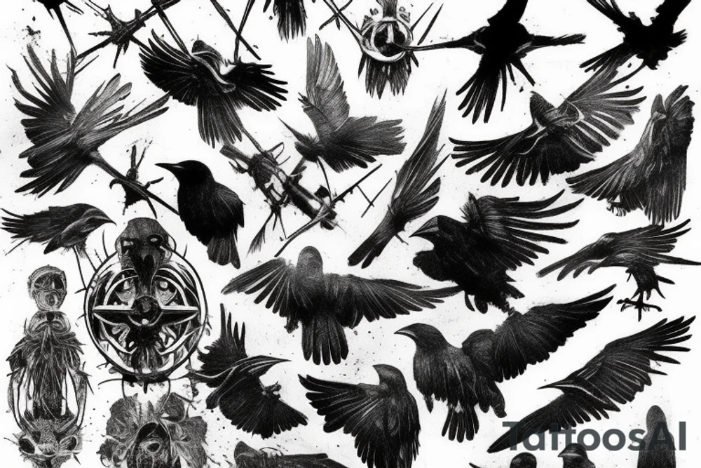 Decaying crow tattoo idea