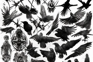 Decaying crow tattoo idea
