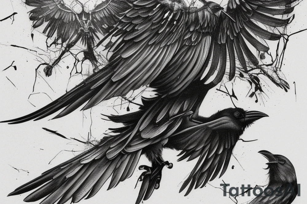 Decaying crow tattoo idea