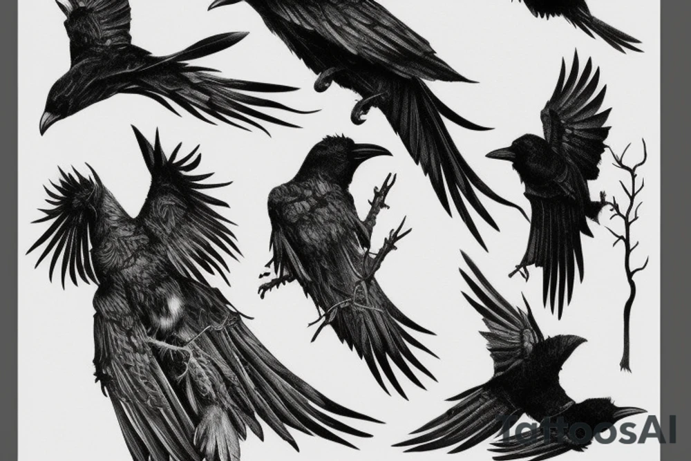 Decaying crow tattoo idea