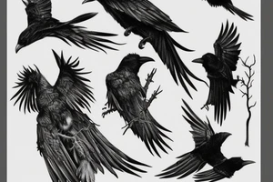 Decaying crow tattoo idea