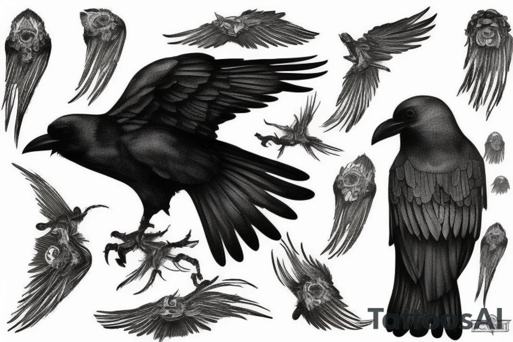 Decaying crow tattoo idea