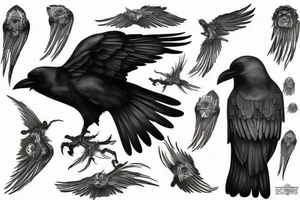 Decaying crow tattoo idea