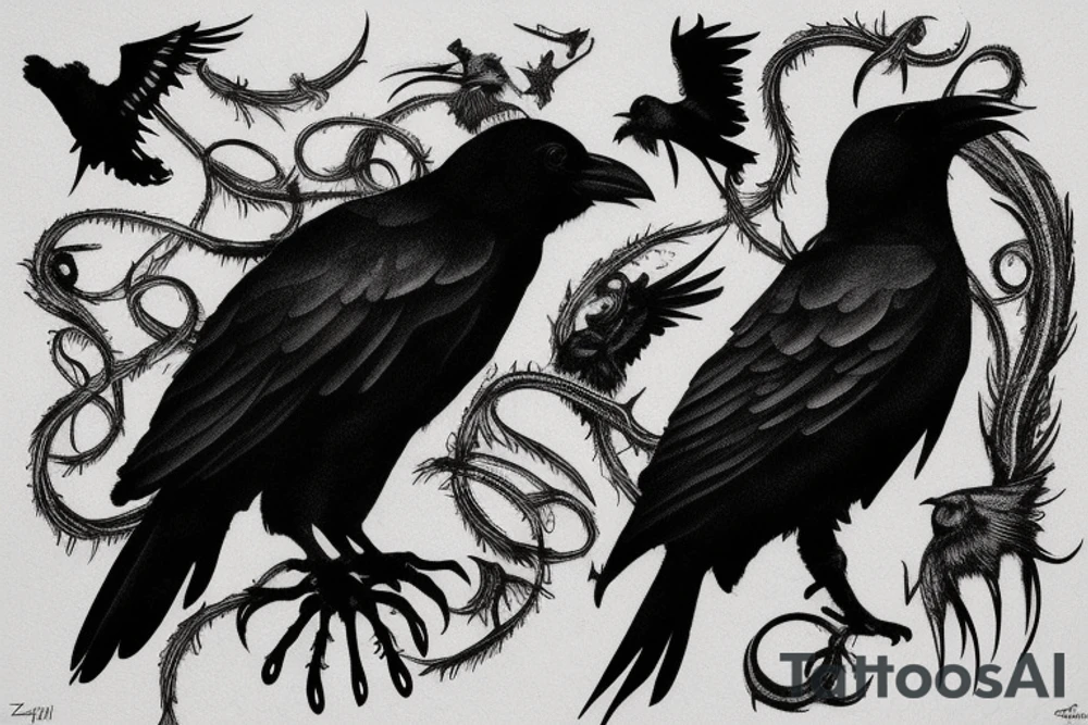 Decaying crow tattoo idea