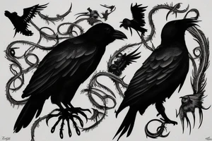 Decaying crow tattoo idea