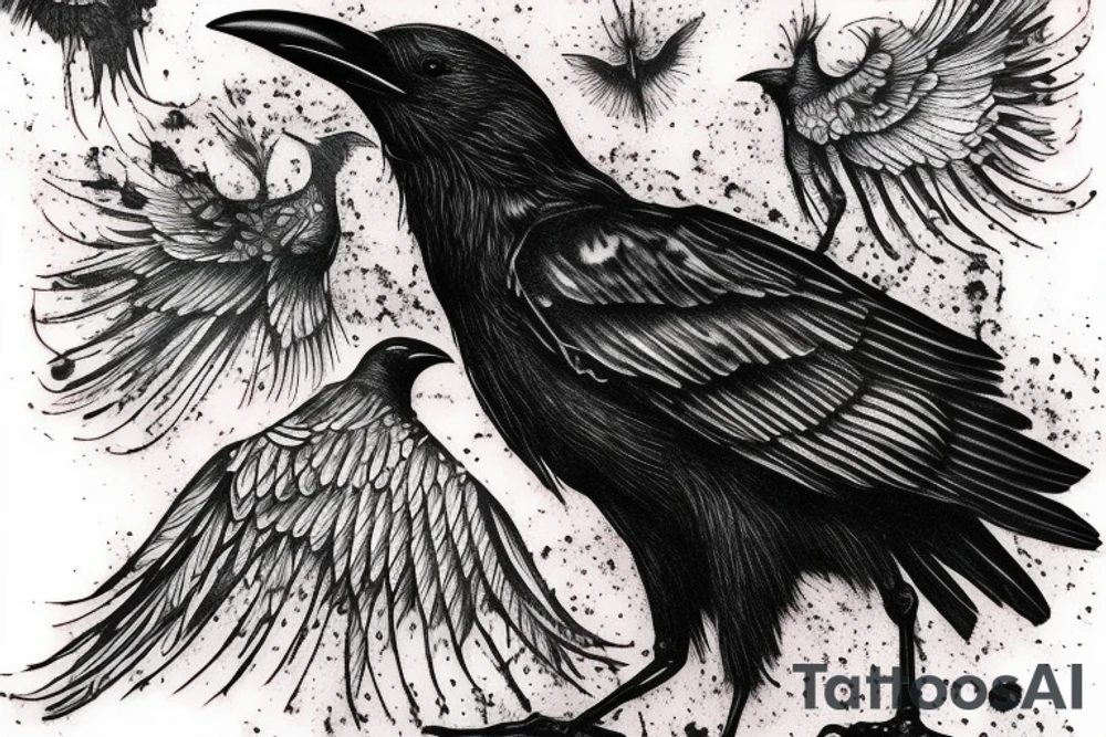 Decaying crow tattoo idea