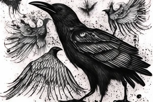 Decaying crow tattoo idea