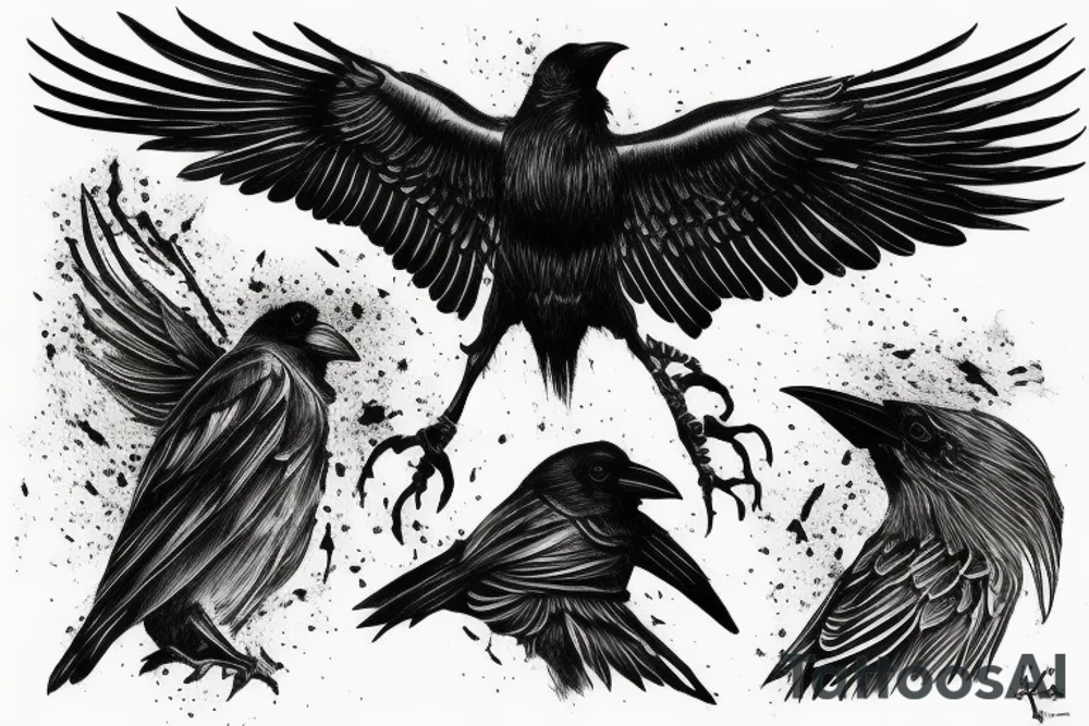 Decaying crow tattoo idea