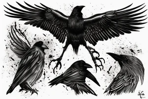 Decaying crow tattoo idea