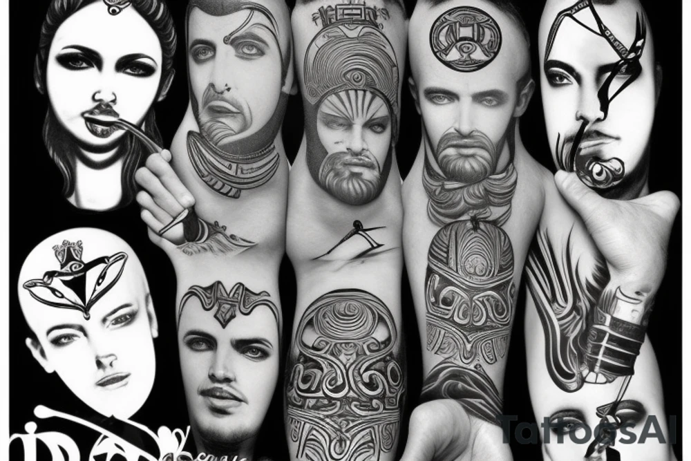 Greek god with number 15 and letters M D K J tattoo idea