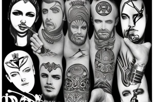 Greek god with number 15 and letters M D K J tattoo idea