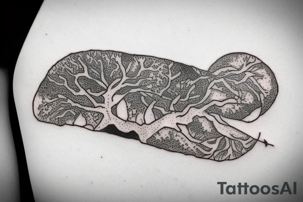 pilgrim asleep under tree tattoo idea