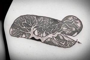 pilgrim asleep under tree tattoo idea