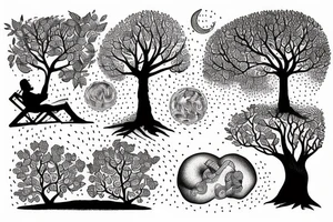 man asleep under tree tattoo idea