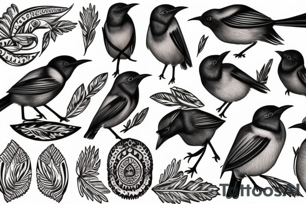 honeyeater in the Old Slavic style tattoo idea