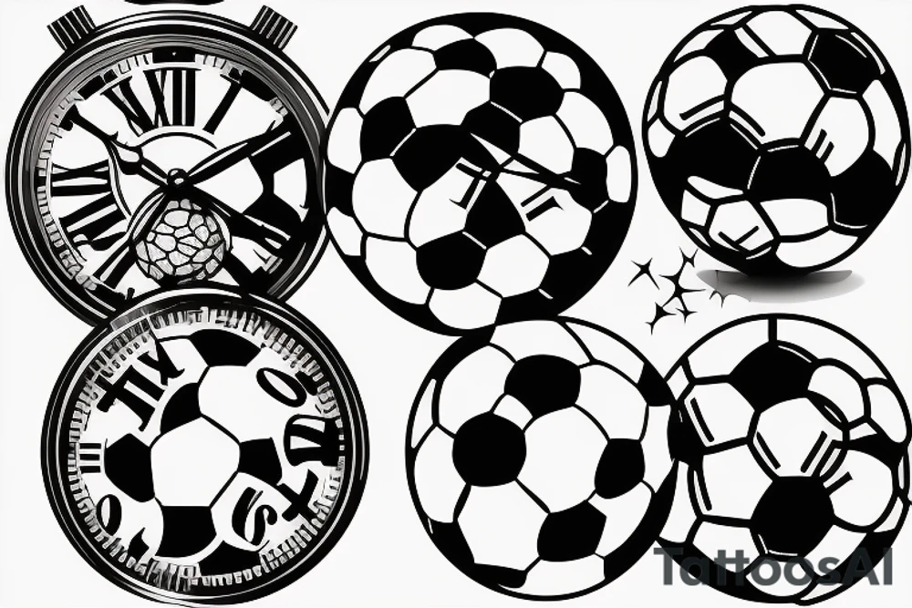 Soccer ball clock tattoo idea