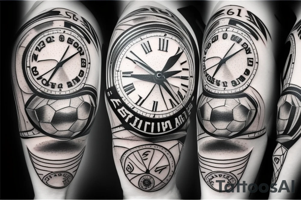 Soccer ball clock tattoo idea