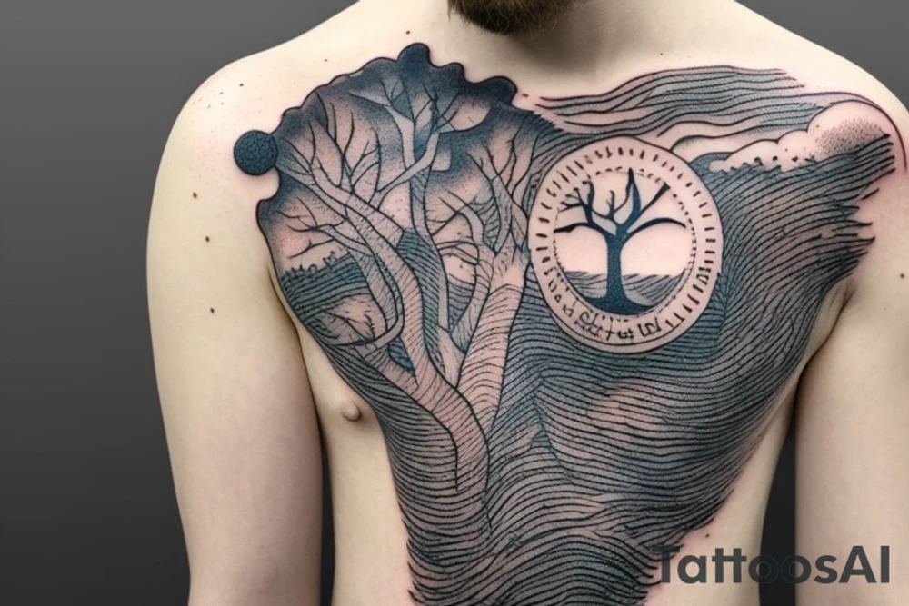 man asleep under a tree tattoo idea