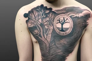 man asleep under a tree tattoo idea