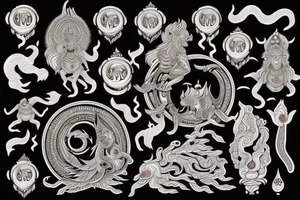 Hindu Mythology with a blend of time, space, fire, water, air. tattoo idea